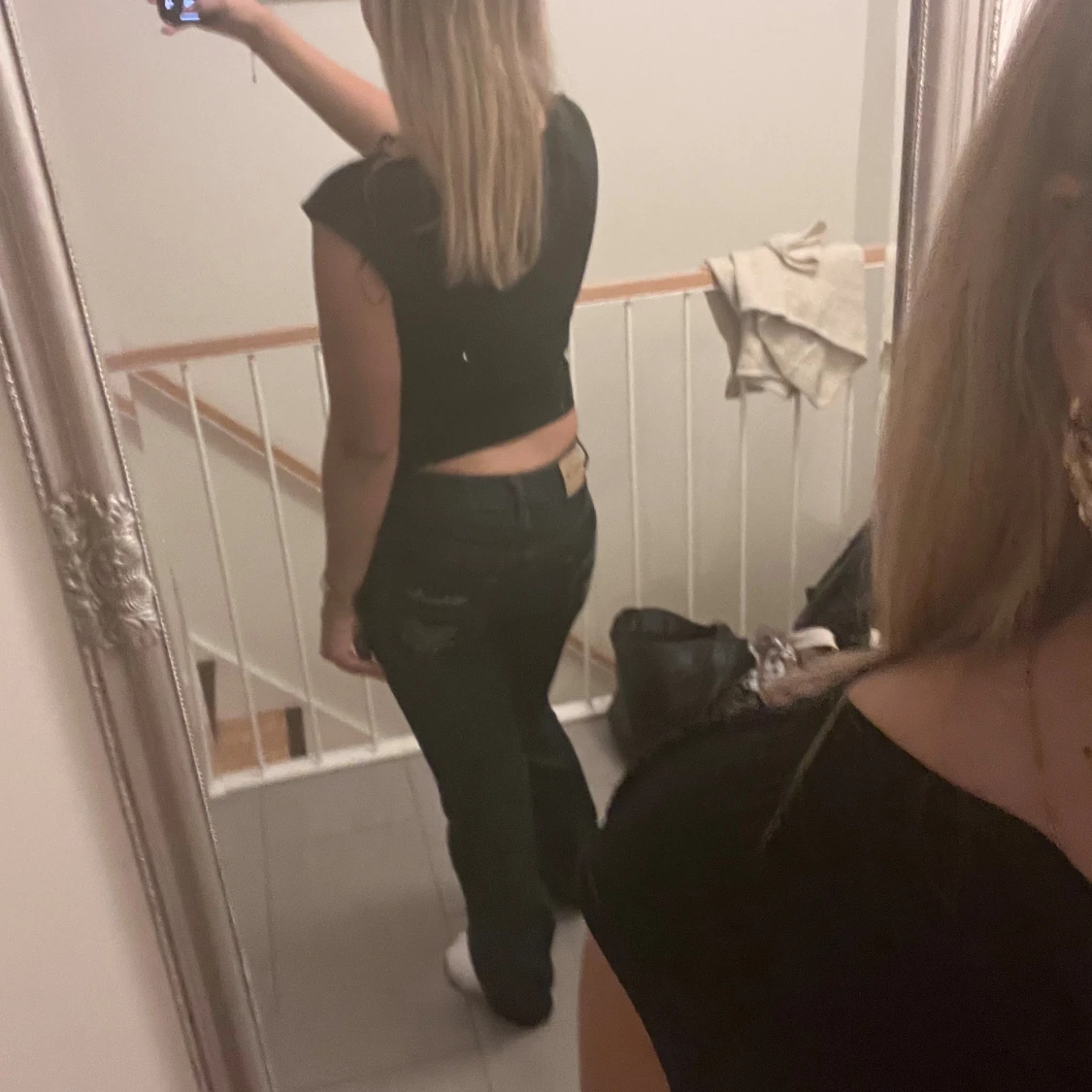 Mörkblå Hi CoCo jeans med broderi yk2, vintage - 1