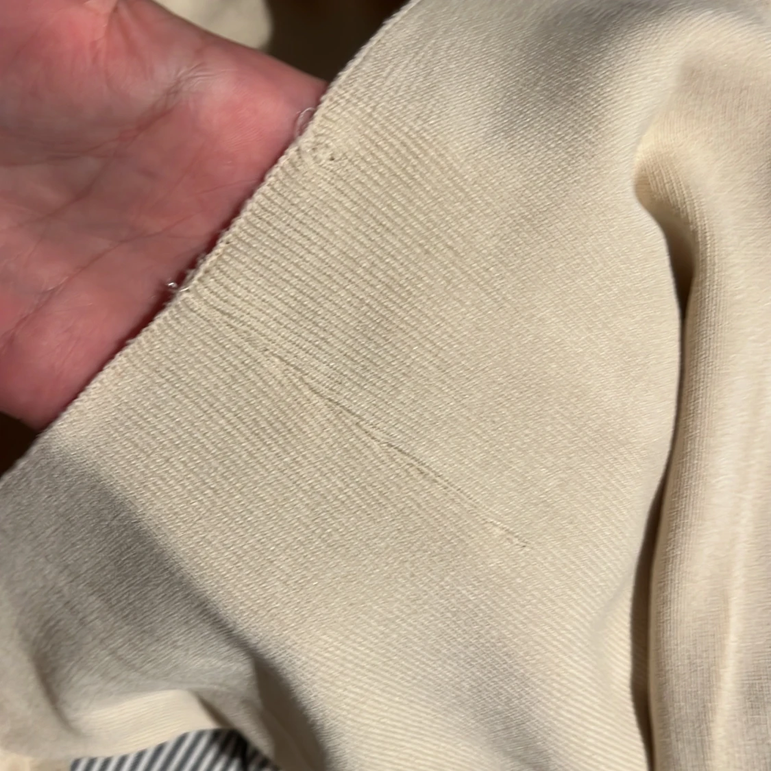 Beige ribbad långärmad topp - 3