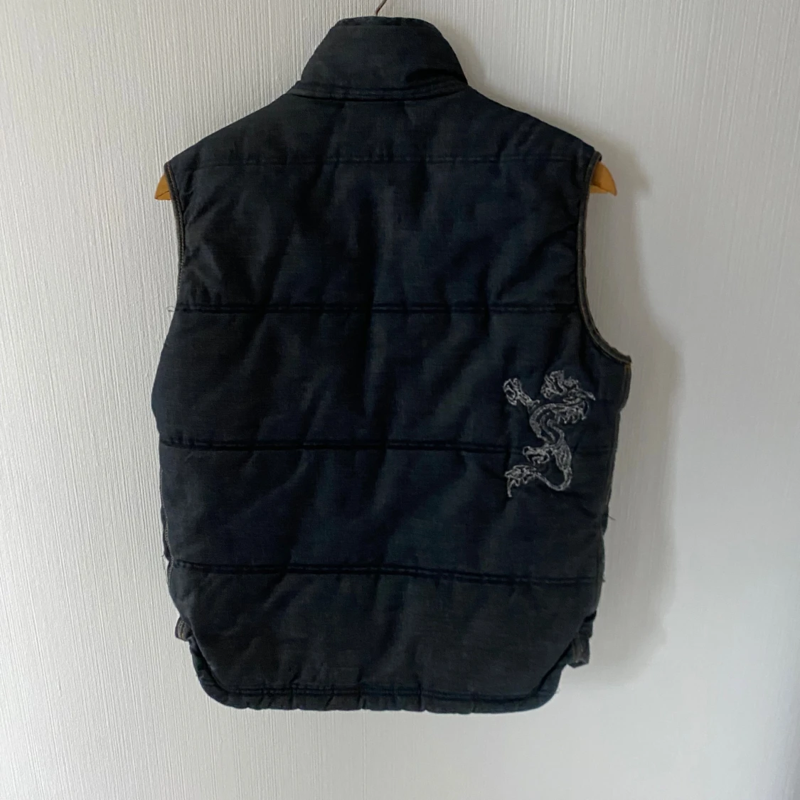 Vintage 2000s Archive Diesel Dragon Dark Denim Puffer Vest - 2