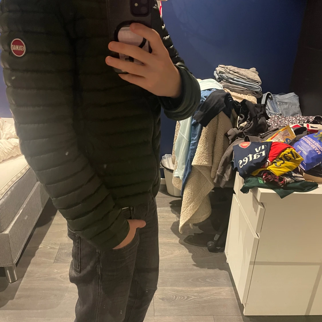 Quiltad dunjacka från colmar i färgen mörkgrön