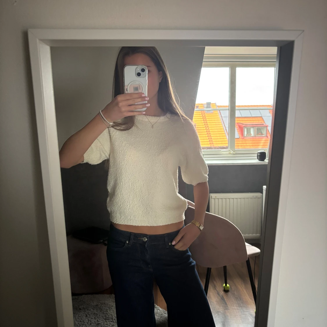 Vit stickad tröja från Lindex