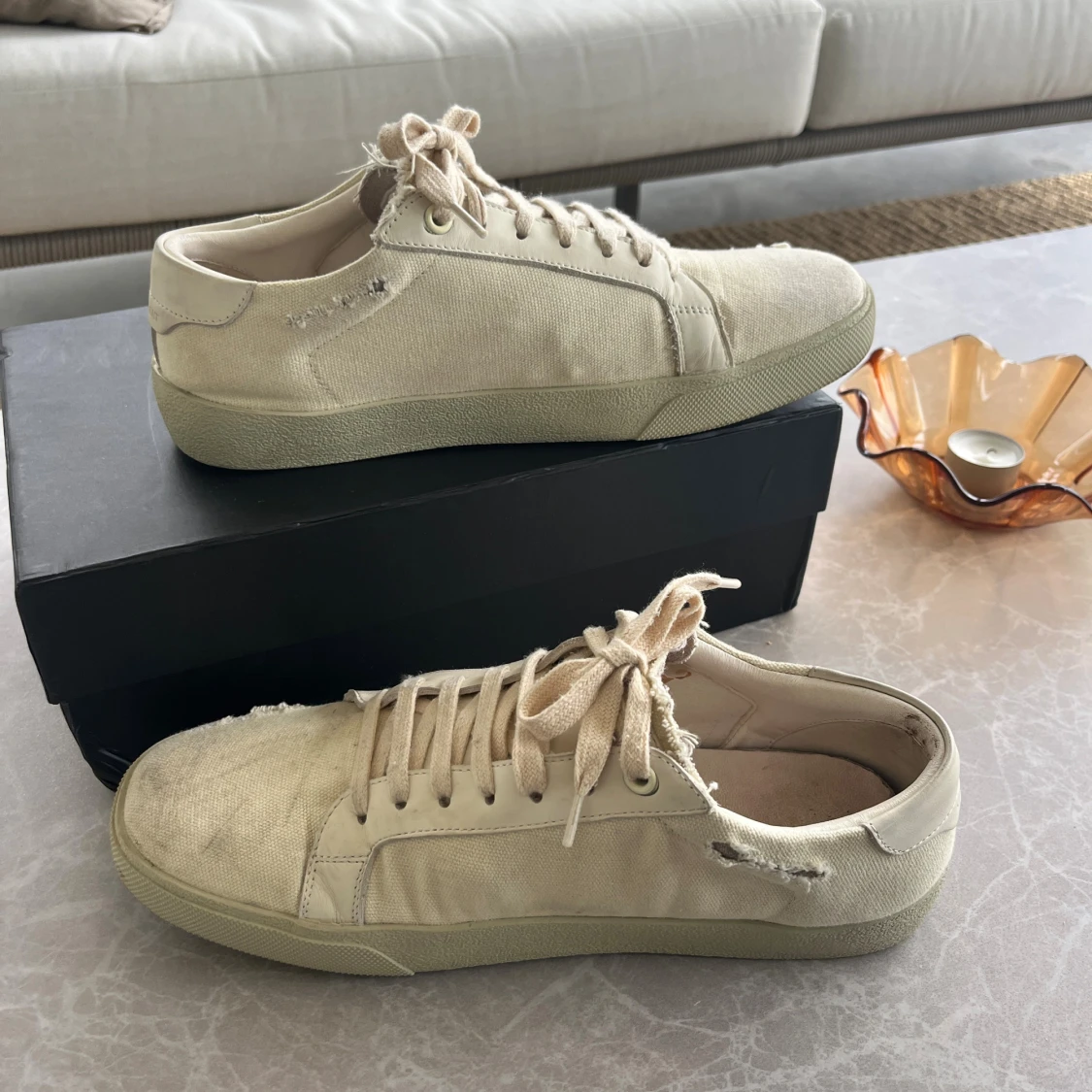 Saint Laurent beige sneakers i canvas - 3