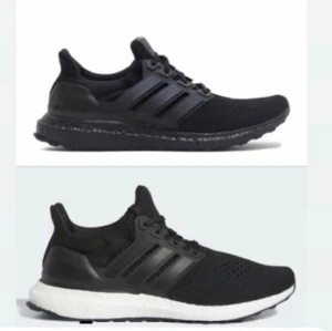 Adidas Ultraboost sneakers i svart, grå och vitt - Fyra par Adidas Ultraboost sneakers i olika färger: helsvart, svart med vit sula, ljusgrå och helvita. Finns från storlek 36-45.