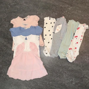 Klädpaket med tröjor och bodys - Storlek 74 mestadels från HM, finns någon fläck på något plagg men de flesta plagg är nästintill nyskick enligt mig. 