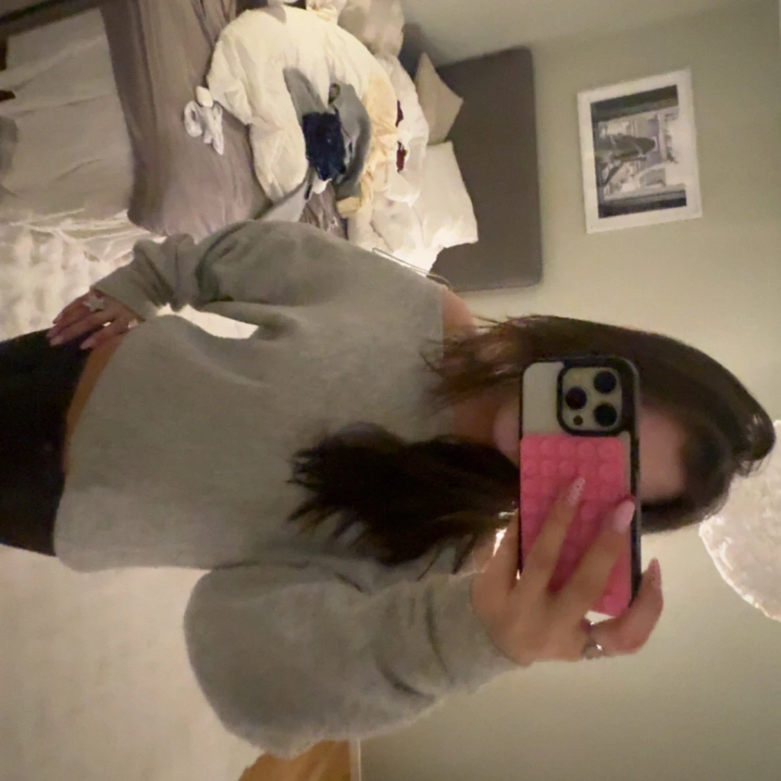 Ljusgrå offshoulder stickad tröja - 1