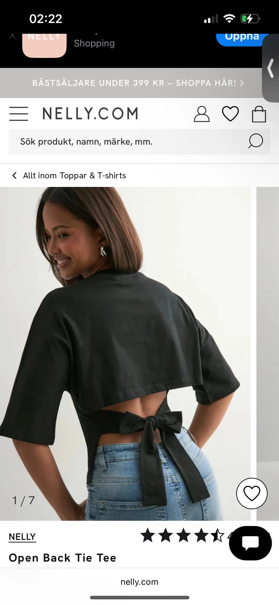 Svart croppad topp med knyt från Nelly