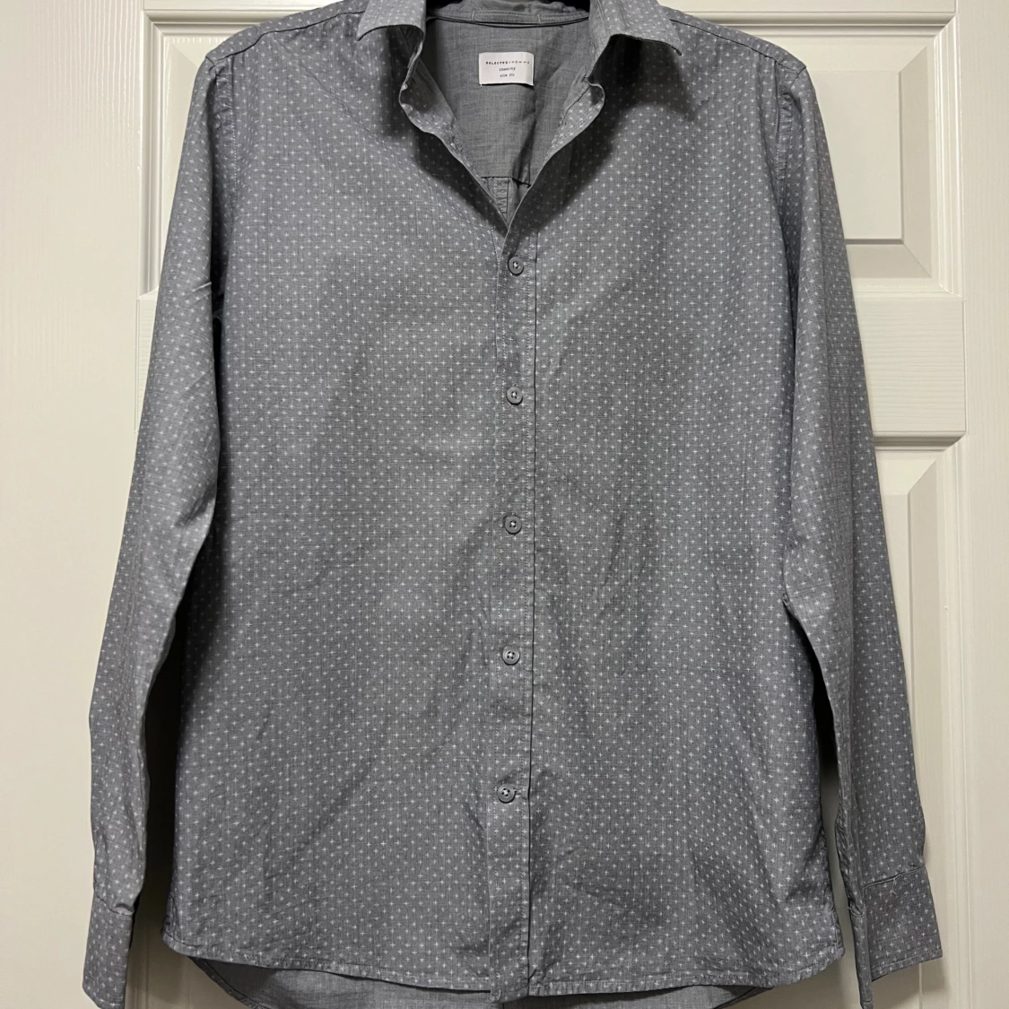 Grå slim fit skjorta Selected Homme