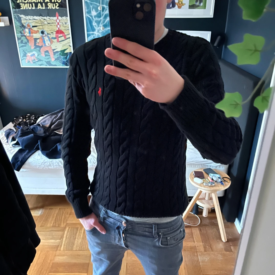 Svart kabelstickad tröja Polo Ralph Lauren - 1