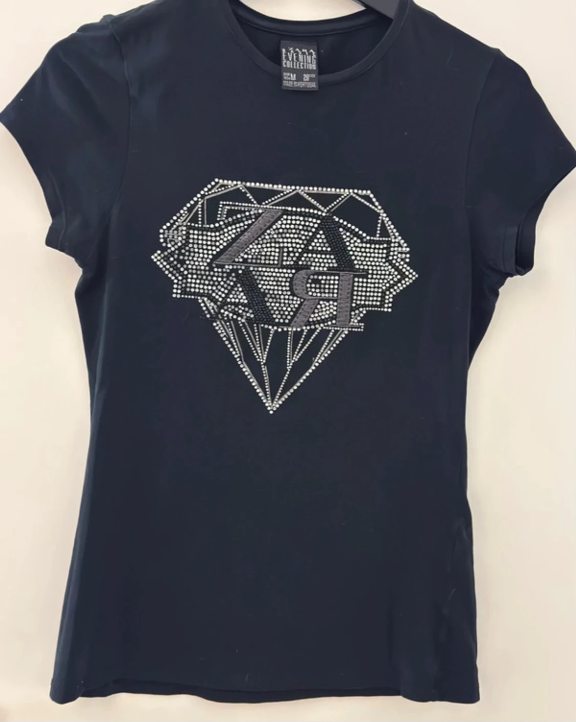 Svart t-shirt med diamanttryck Zara - 1