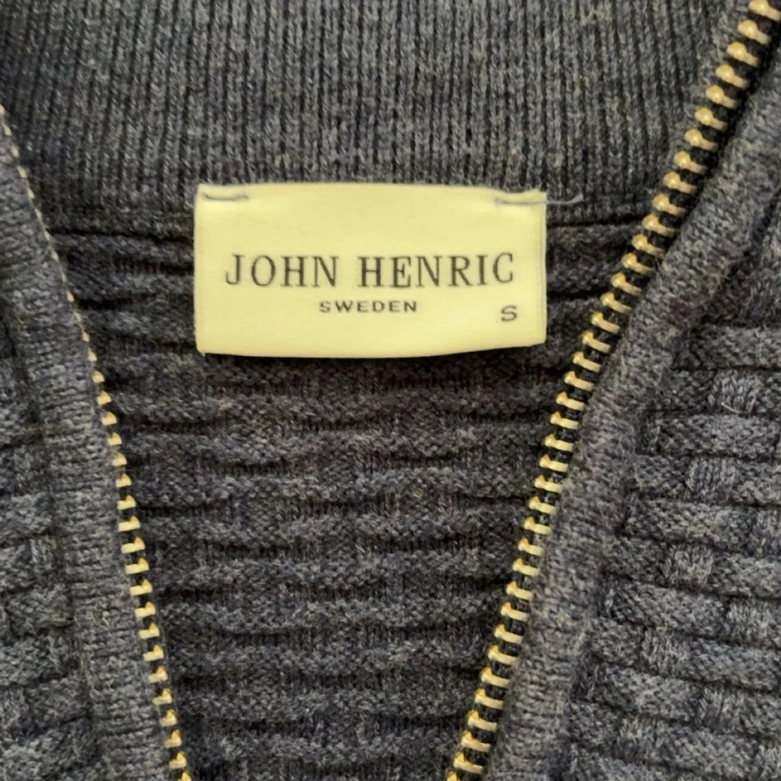 Mörk blå stickad half zip-tröja John Henric - 3
