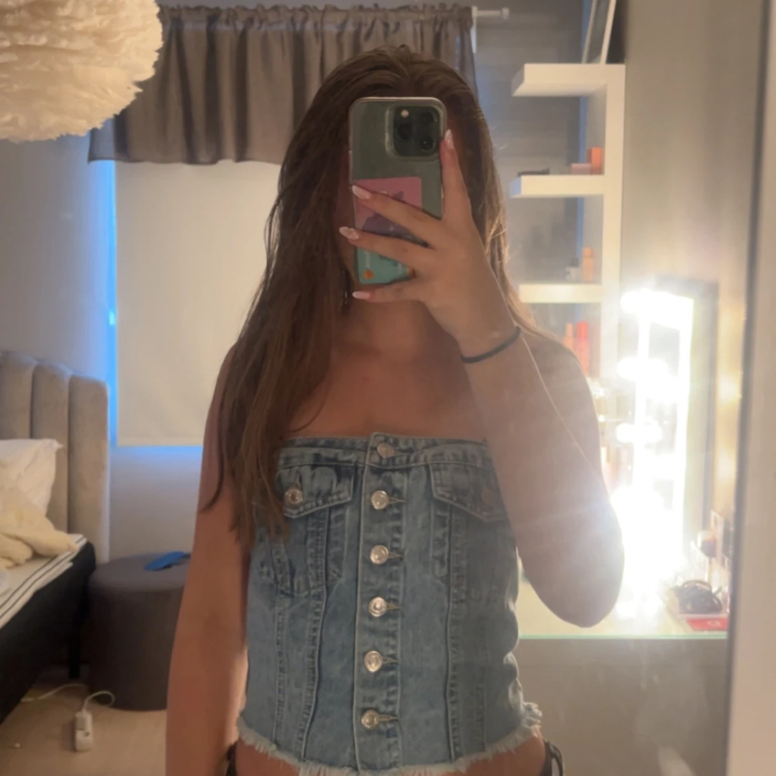 Jeans tubtopp med knappar