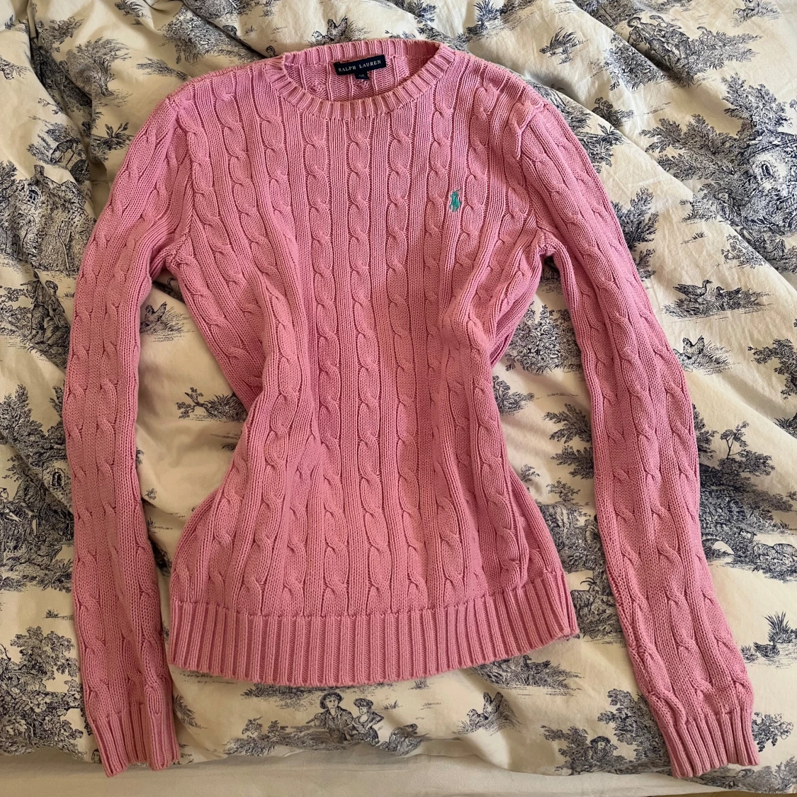 Rosa kabelstickad tröja Ralph Lauren