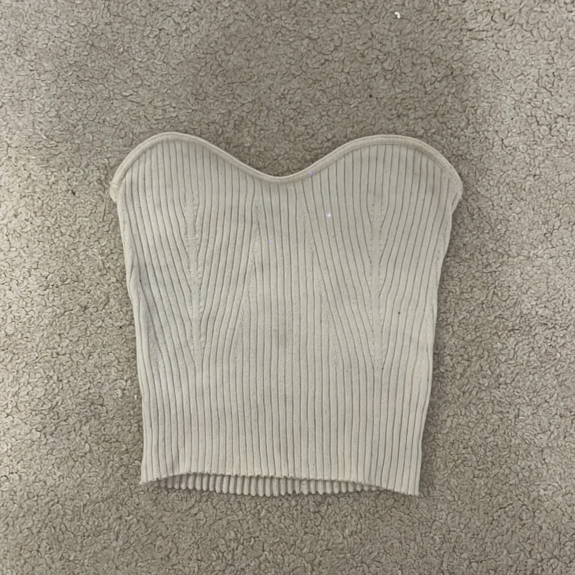 Beige ribbad tubtopp