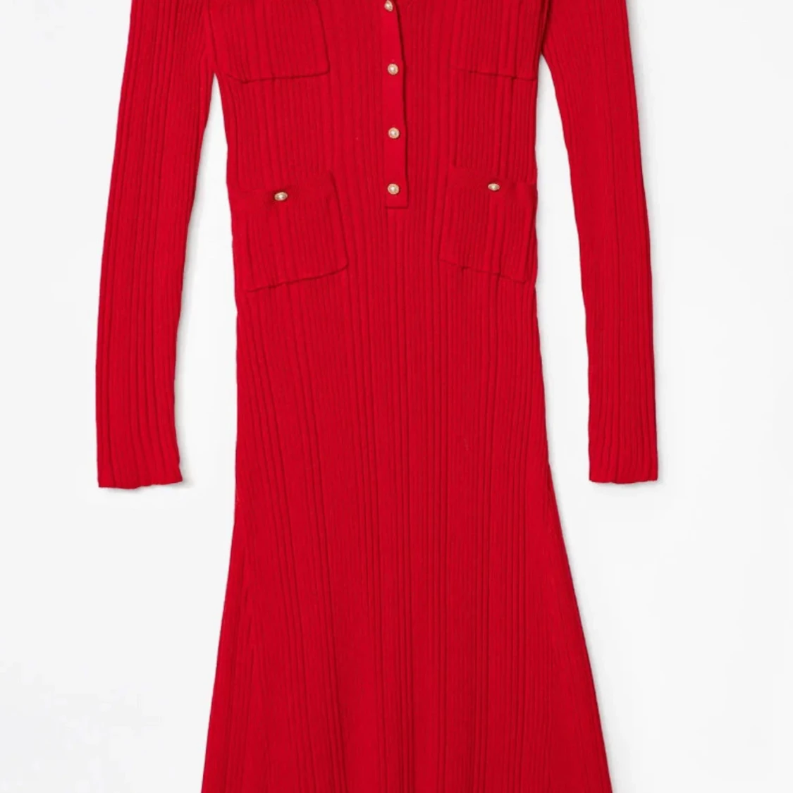 Lång stickad klänning