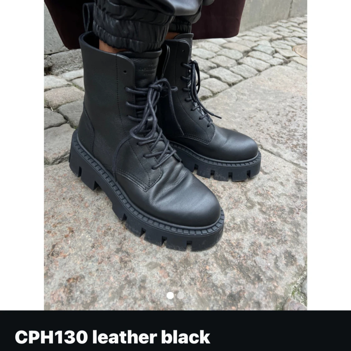 Chunky svarta boots i skinn - 2