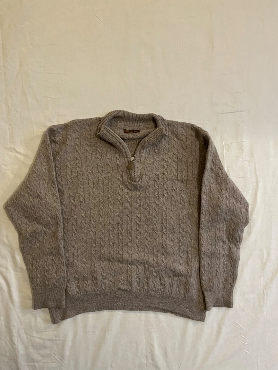Beige kabelstickad half zip från Stenströms - 1