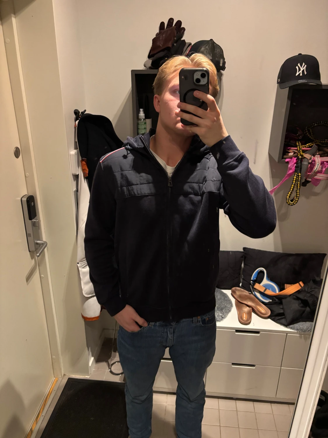 Mörkblå hoodiejacka från RLS 