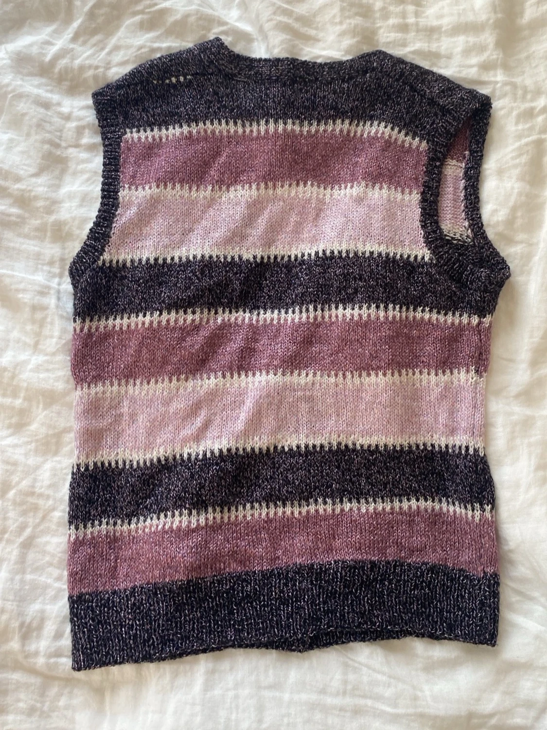 Lila randig stickad väst - 4