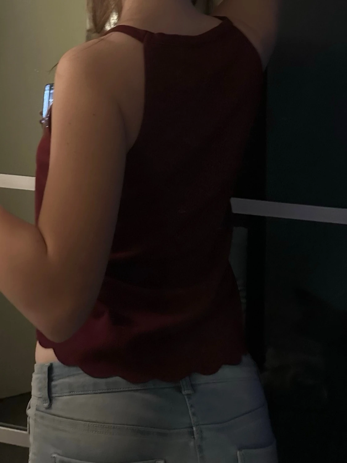 Vinröd ärmlös linnetopp - 1