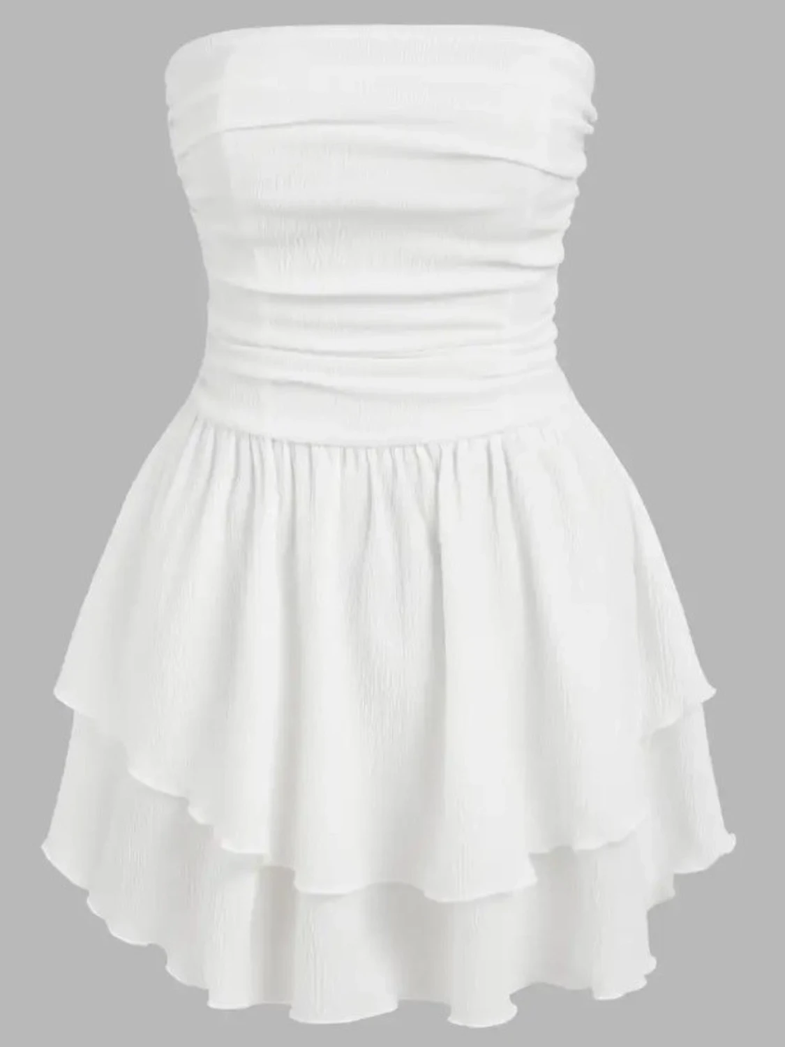 Vit axelbandslös kortklänning