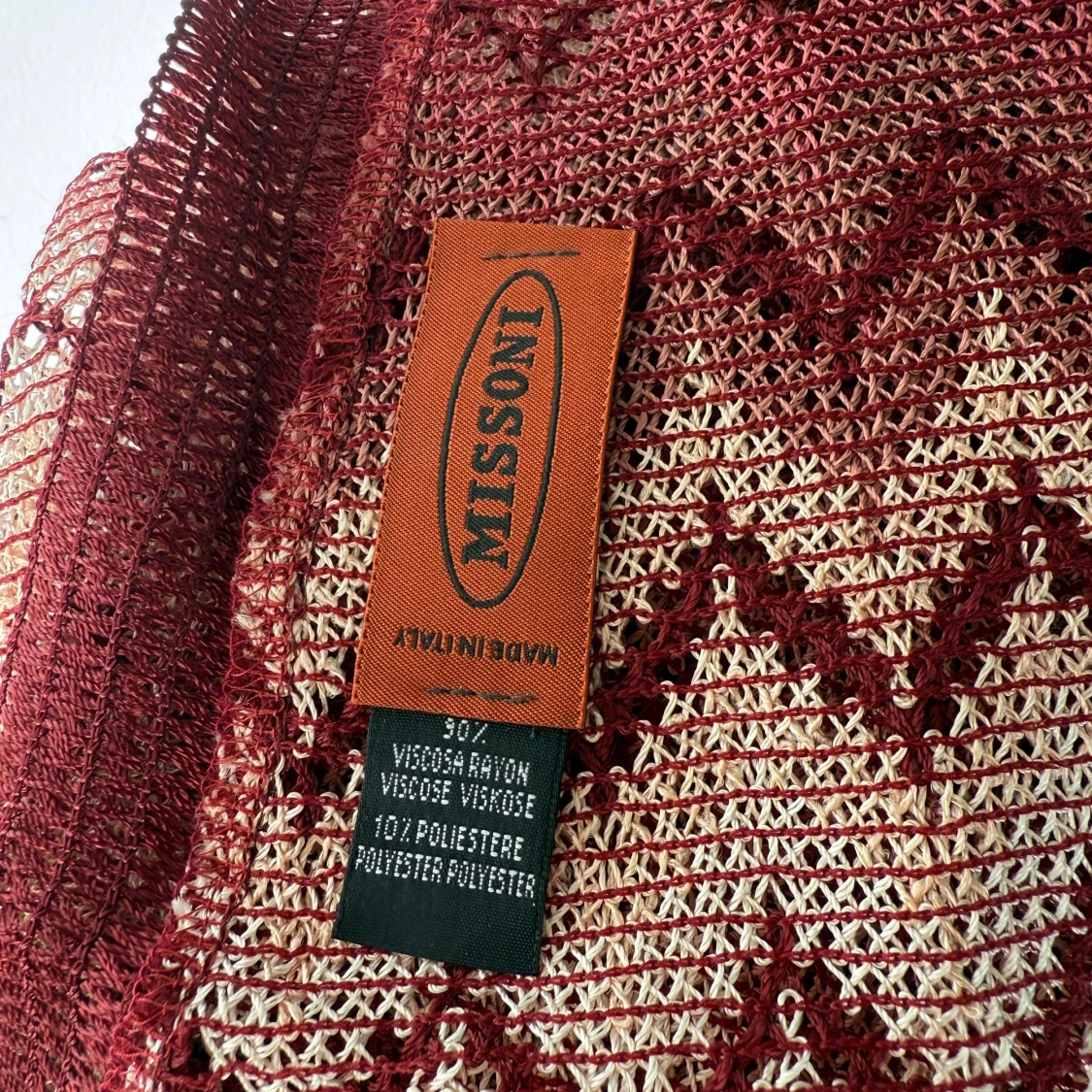 Missoni mönstrad poncho vinrött - 1