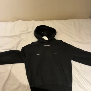  Nude Project Hoodie - Svart hoodie från Nude Project i storlek M med stor grafisk print på ryggen och textdetaljer framtill. Klassisk känguruficka och huva. Mjuk insida och ribbade muddar. Perfekt för dig som gillar streetwear och statement-plagg.