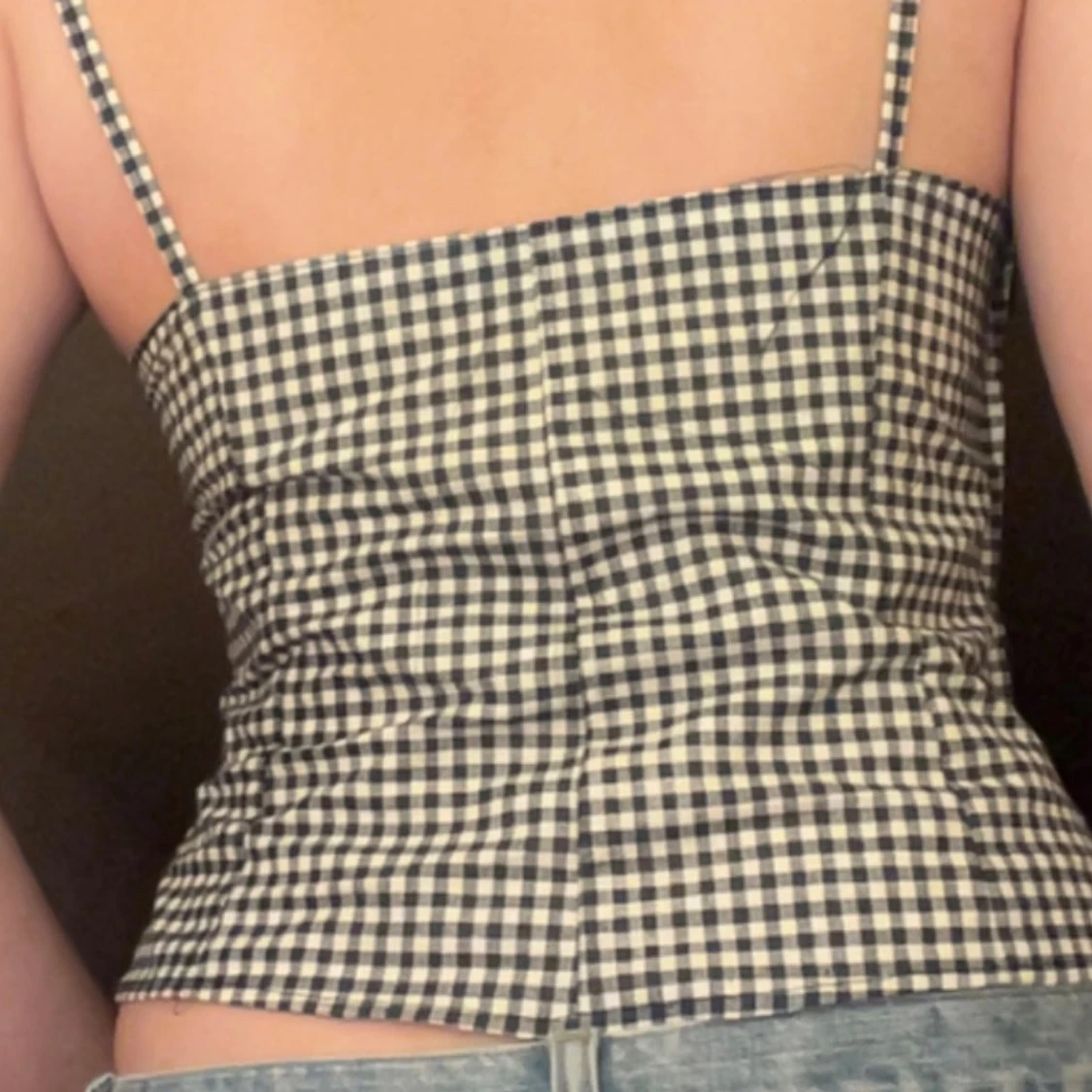 Rutig korsett-topp med smala axelband - 2