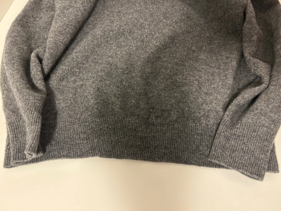 Grå Kashmir hoodie med huva  - 5