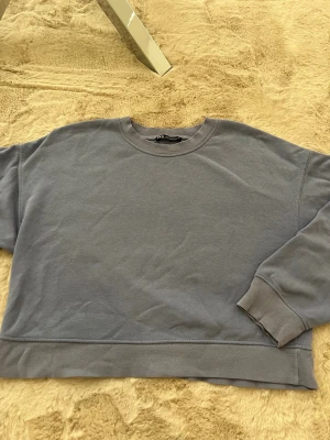 Ljusblå sweatshirt från Zara - En enkel och stilren ljusblå sweatshirt från Zara i storlek S. Tröjan har rund hals, ribbade muddar vid ärmslut och nederkant samt långärmad passform. 