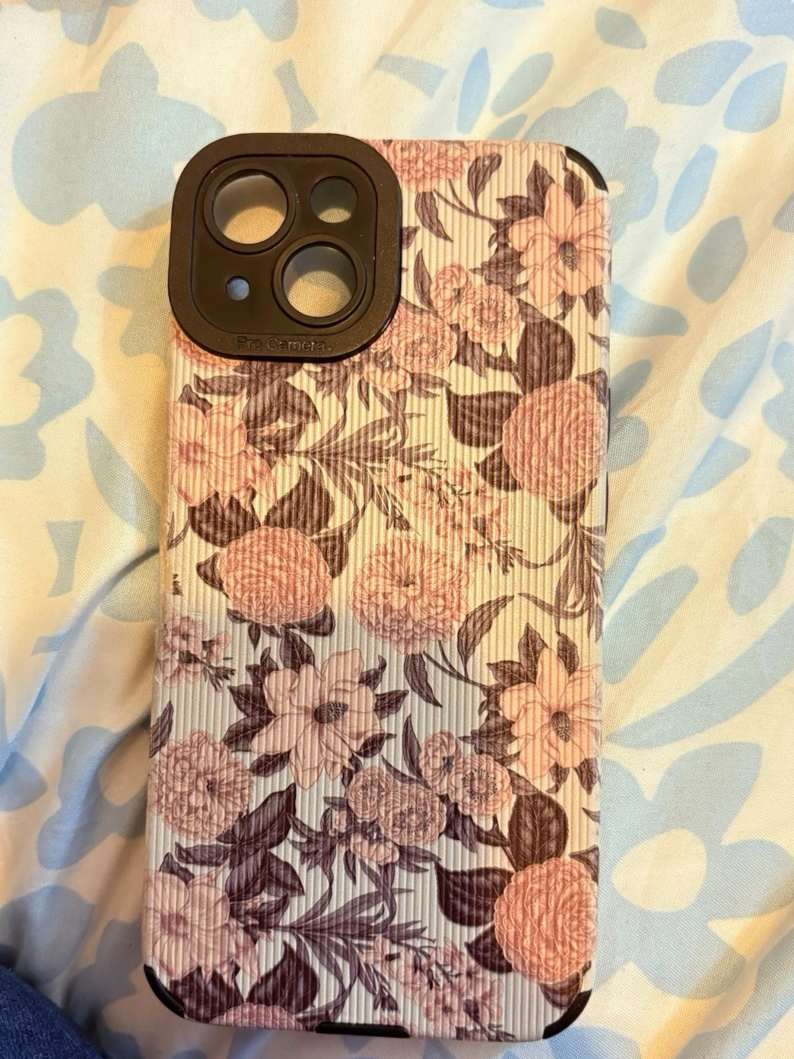 Blommigt mobilskal i rosa och beige - 1