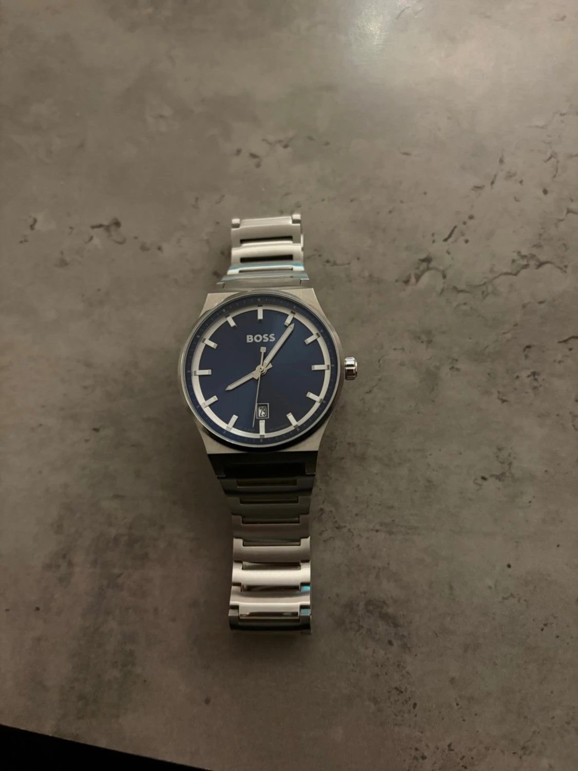 Blå BOSS klocka med silverlänk - 2