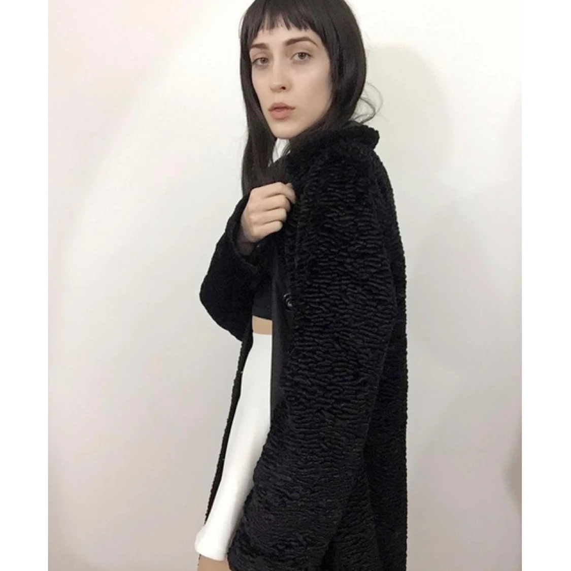 Vegan velvet Fauxfur svart jacka St.M - 90