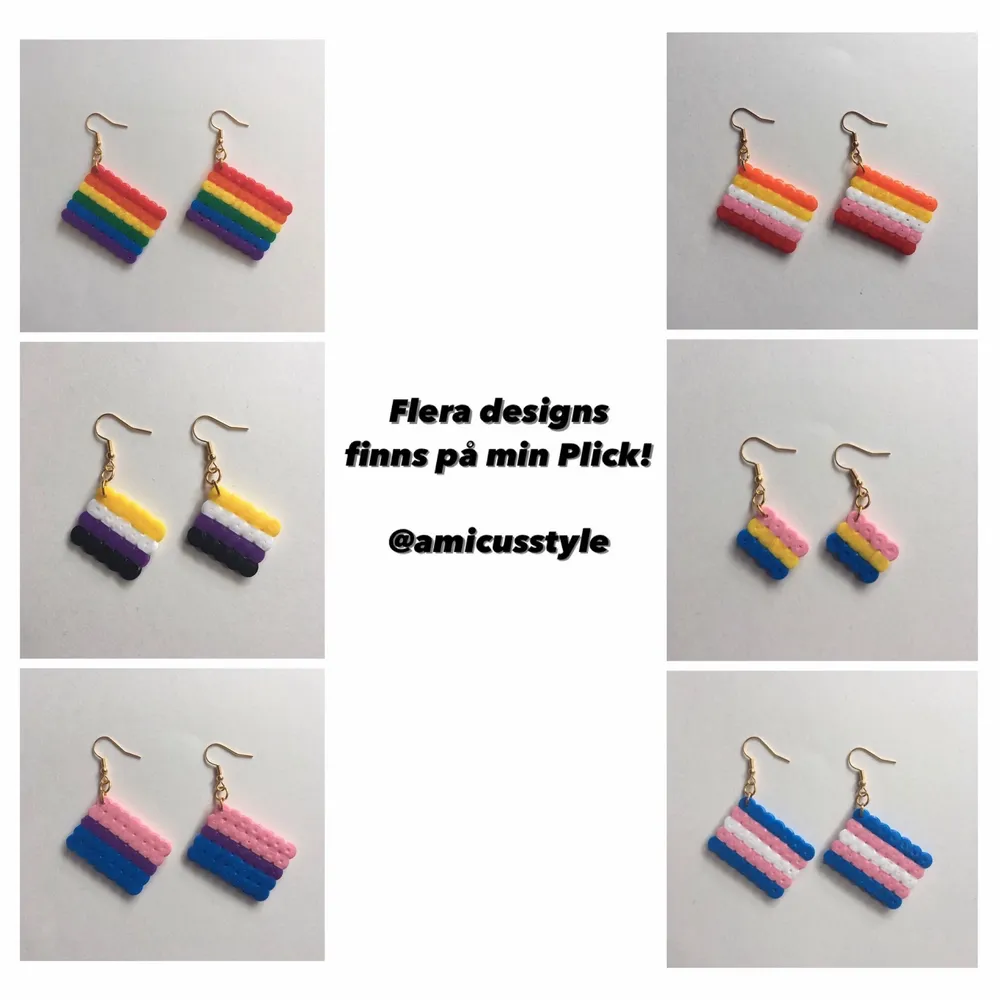 Egengjorda nickelfria örhängen av lesbiska flaggan 🧡💛🤍💖❤️ Andra prideflaggor finns på min sida!. Accessoarer.