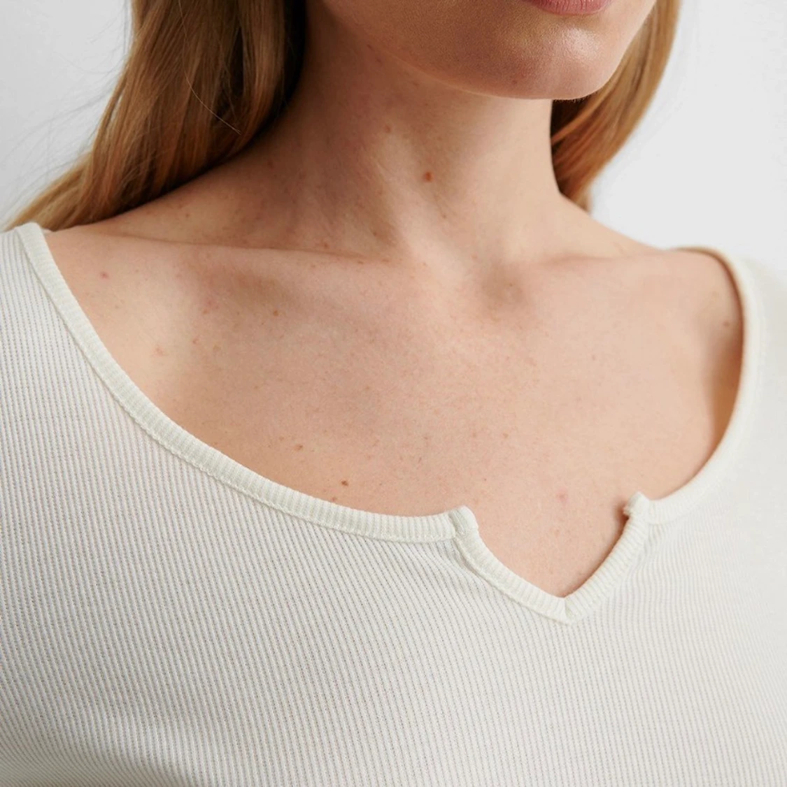 Vit ribbstickad tröja NAKD - 91