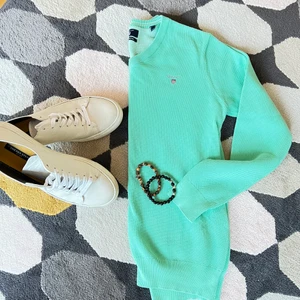 Gant Men's Cotton Pique Crew Sweater - Gant Men's Cotton Pique Crew Sweater, Medium, Opal Green