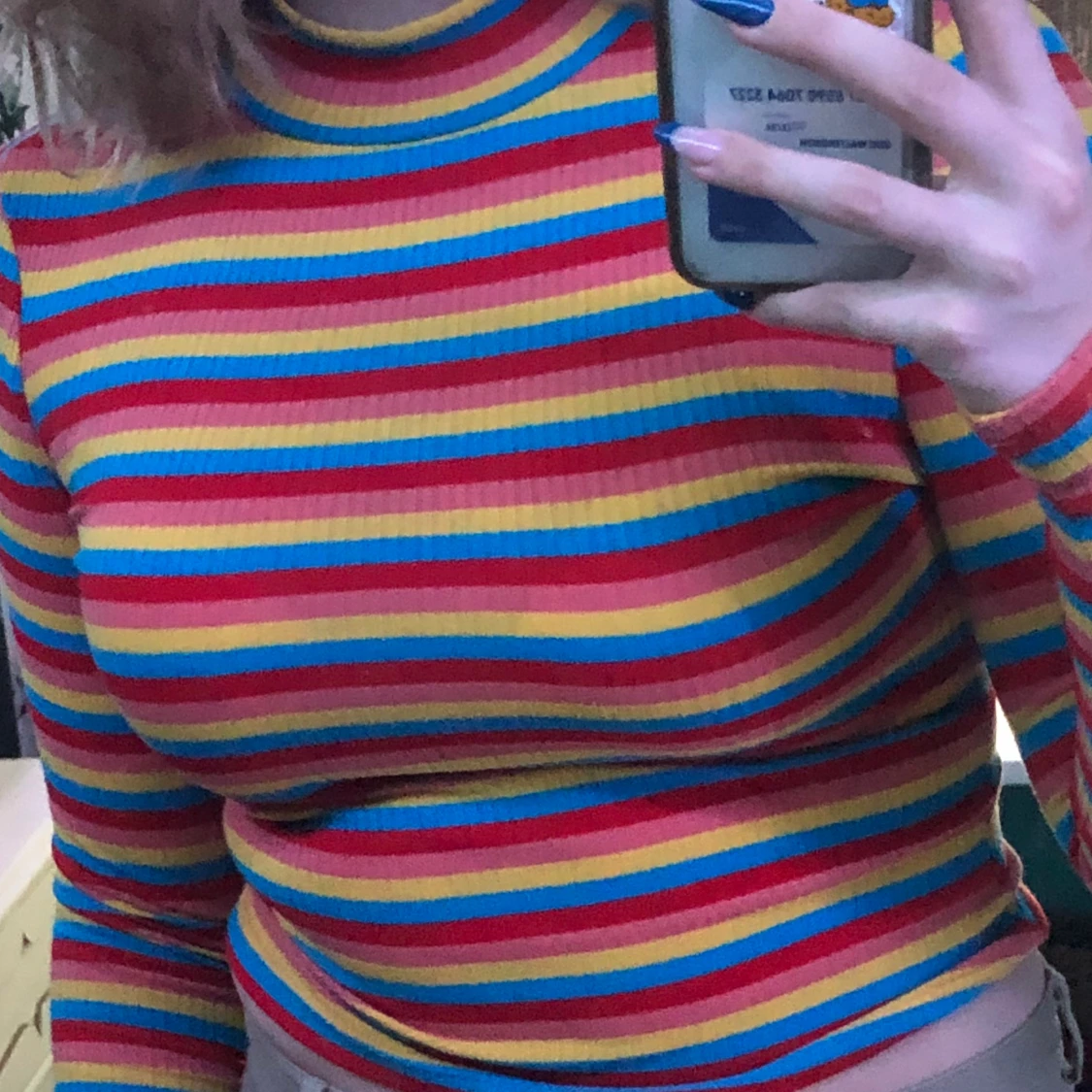 Ribbad färglad Randig polotröja  - 90