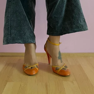 Vintage orange pumps  - Bright pumps with strap closing. Quite used