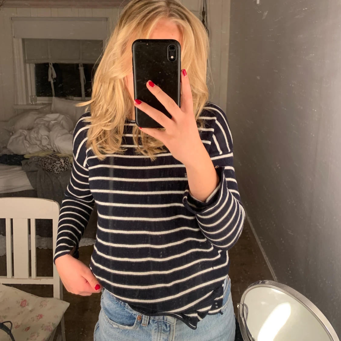 Randig stickad tröja - 90