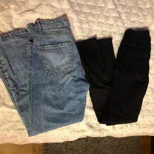 Ett par ”Dagny mom petit” (blå) jeans från Gina tricot, 34, 200kr, och ett par skinny jeans (svart) från vero moda, S, 100kr. Nyskick båda två😊 Hör av et för fler bilder😊 Pris kan diskuteras🥰