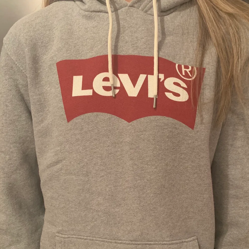 En grå basic levis hoodie knappt använd. Nypris 499kr. Neuletakit & Villapaidat.