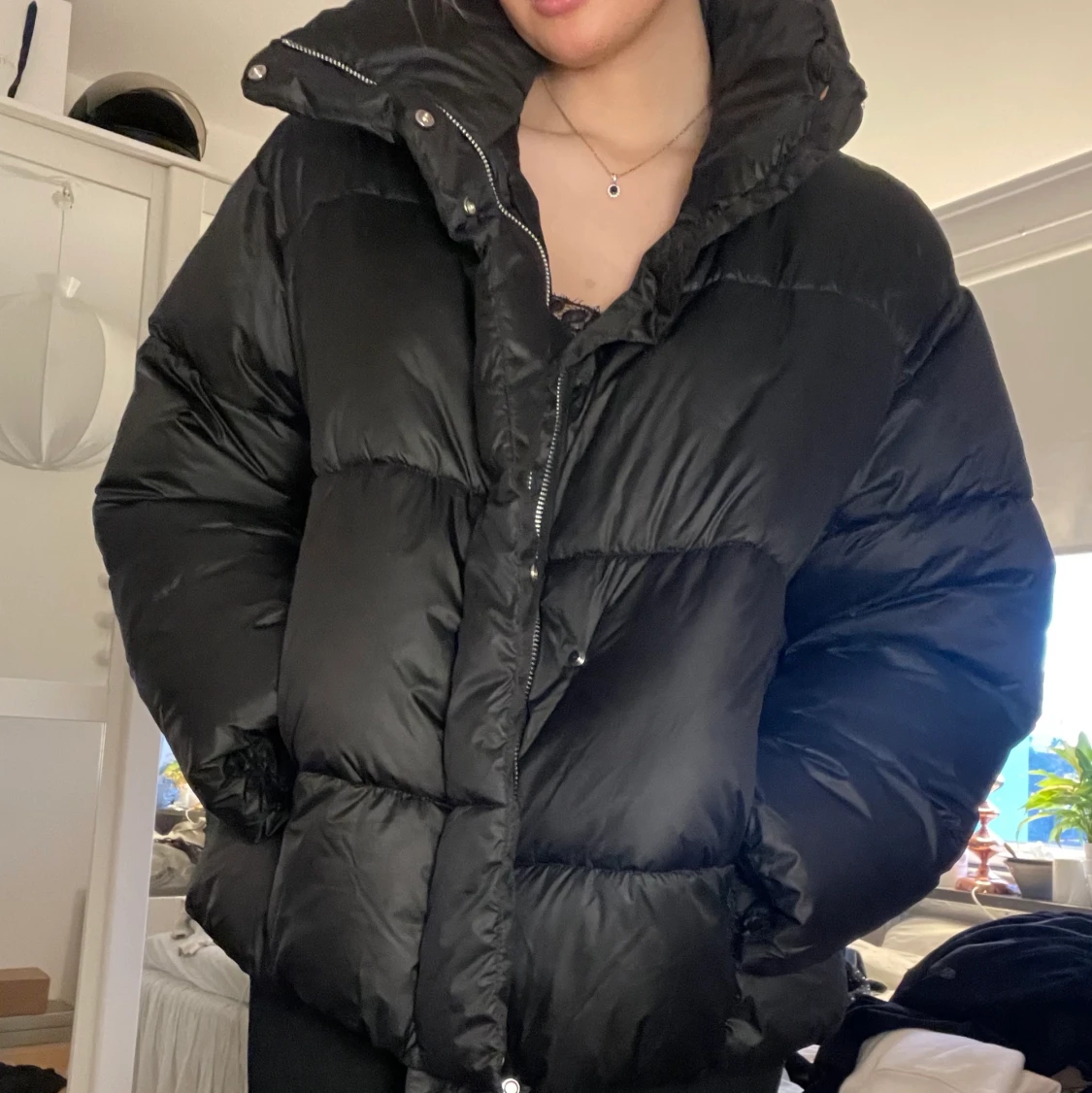 Svart Pufferjacket  - 90