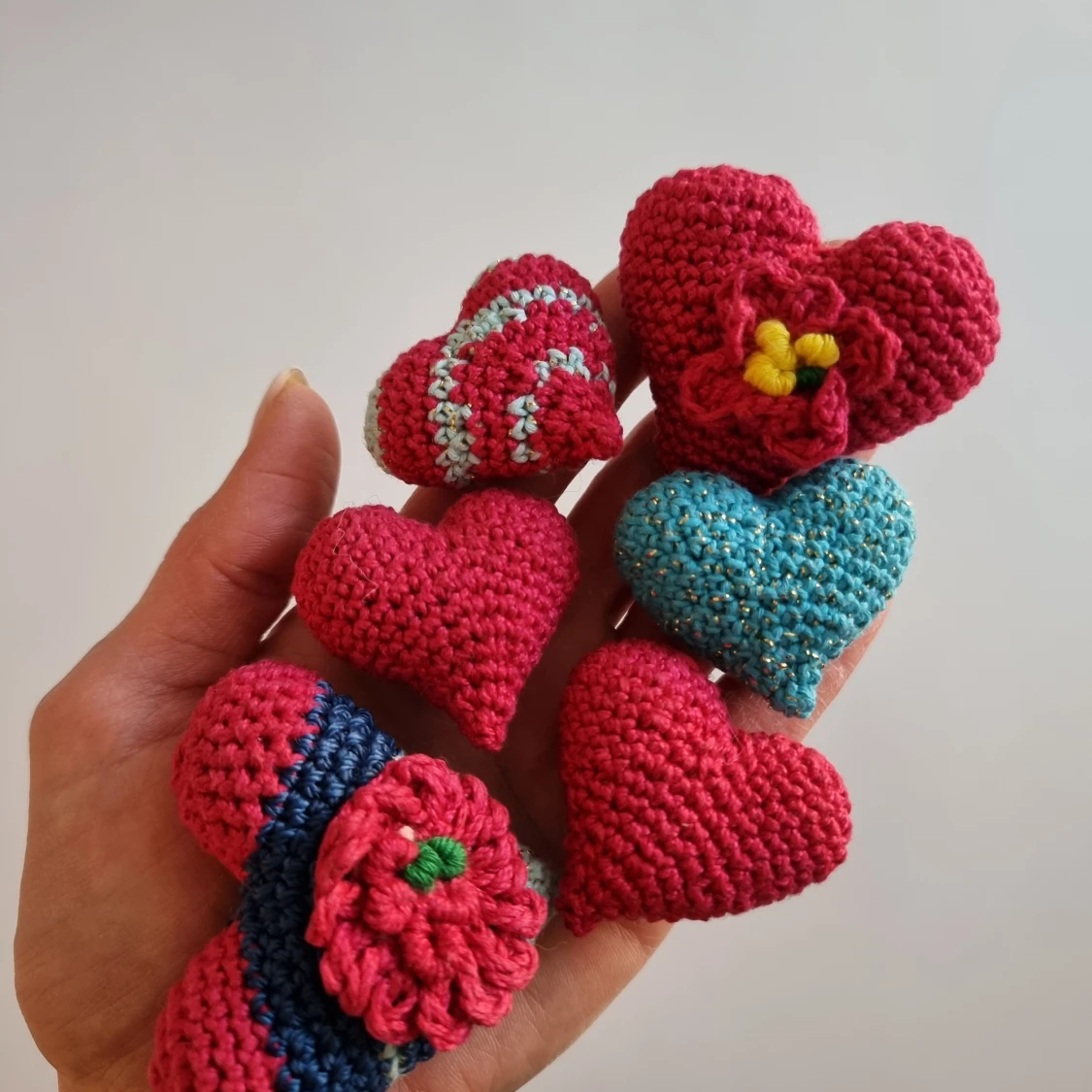 Virkat hjärta - nyckelring - 91