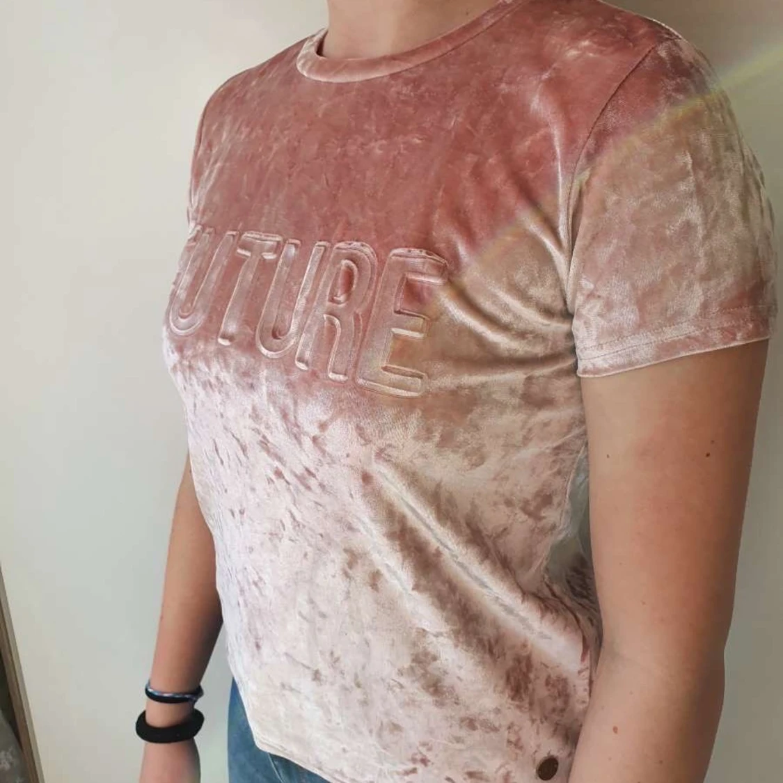 Rosa sammet tröja storlek 158/164