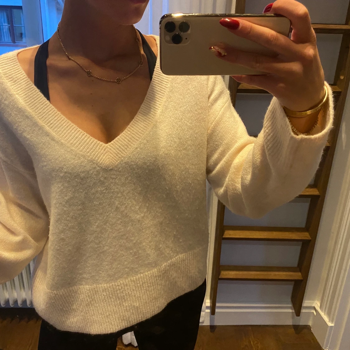Mysig tröja i kräm vit/rosa - 90