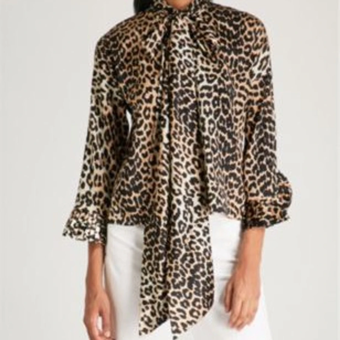 Ganni leopard knytblus XS