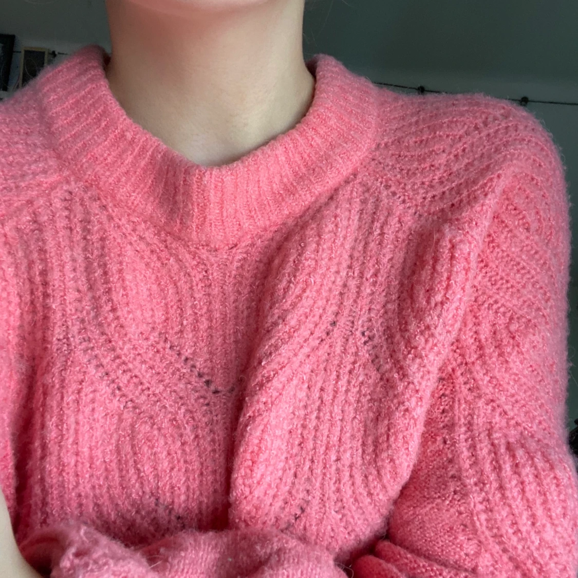 Rosa stickad tröja  - 91