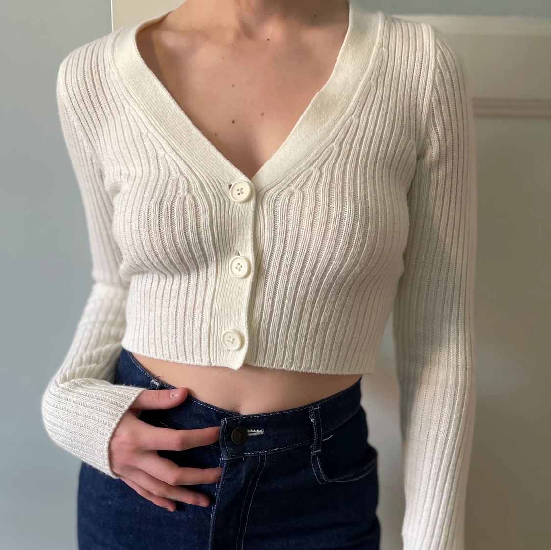 Långärmad stickad kroppar tröja!