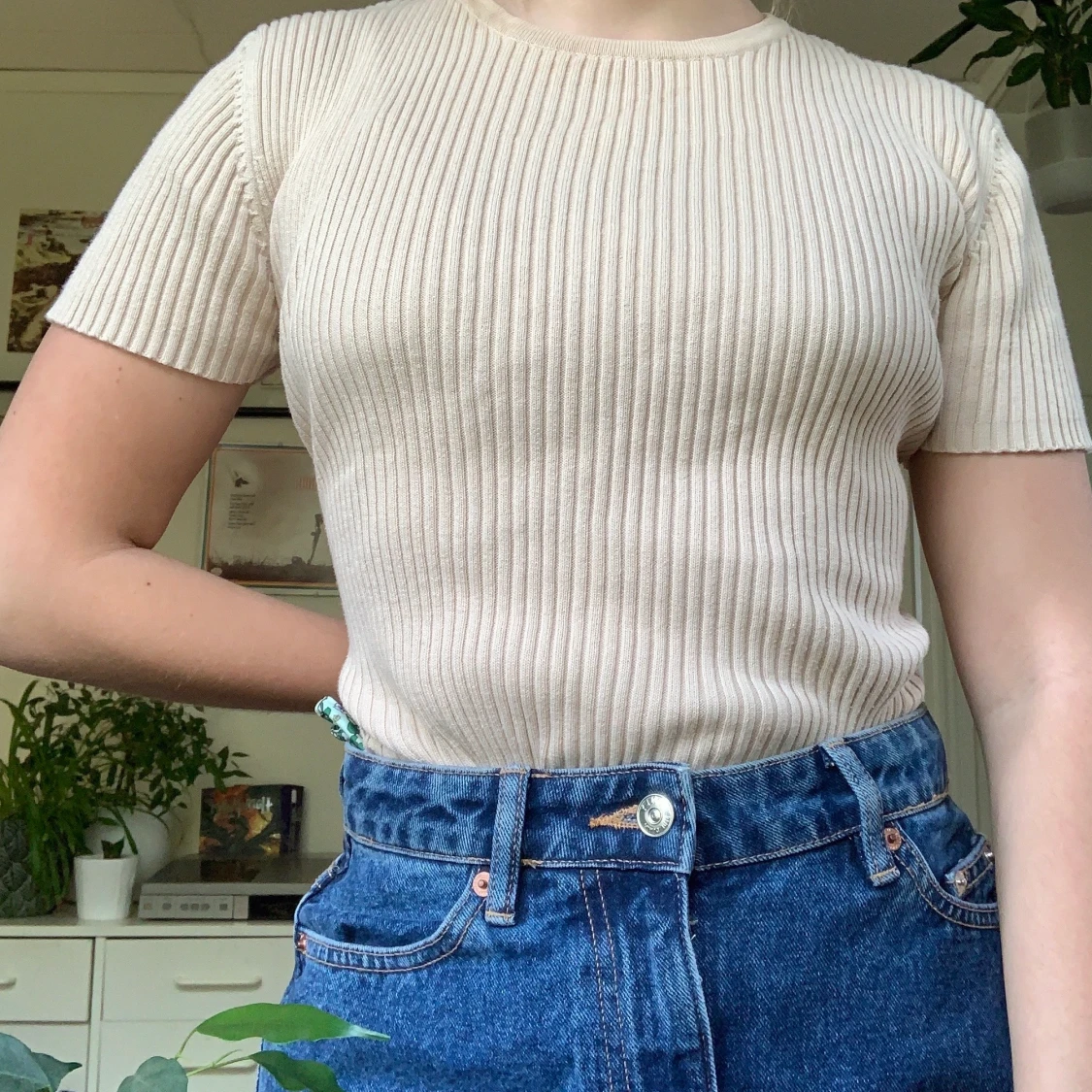 Vintage ribbad topp - 90