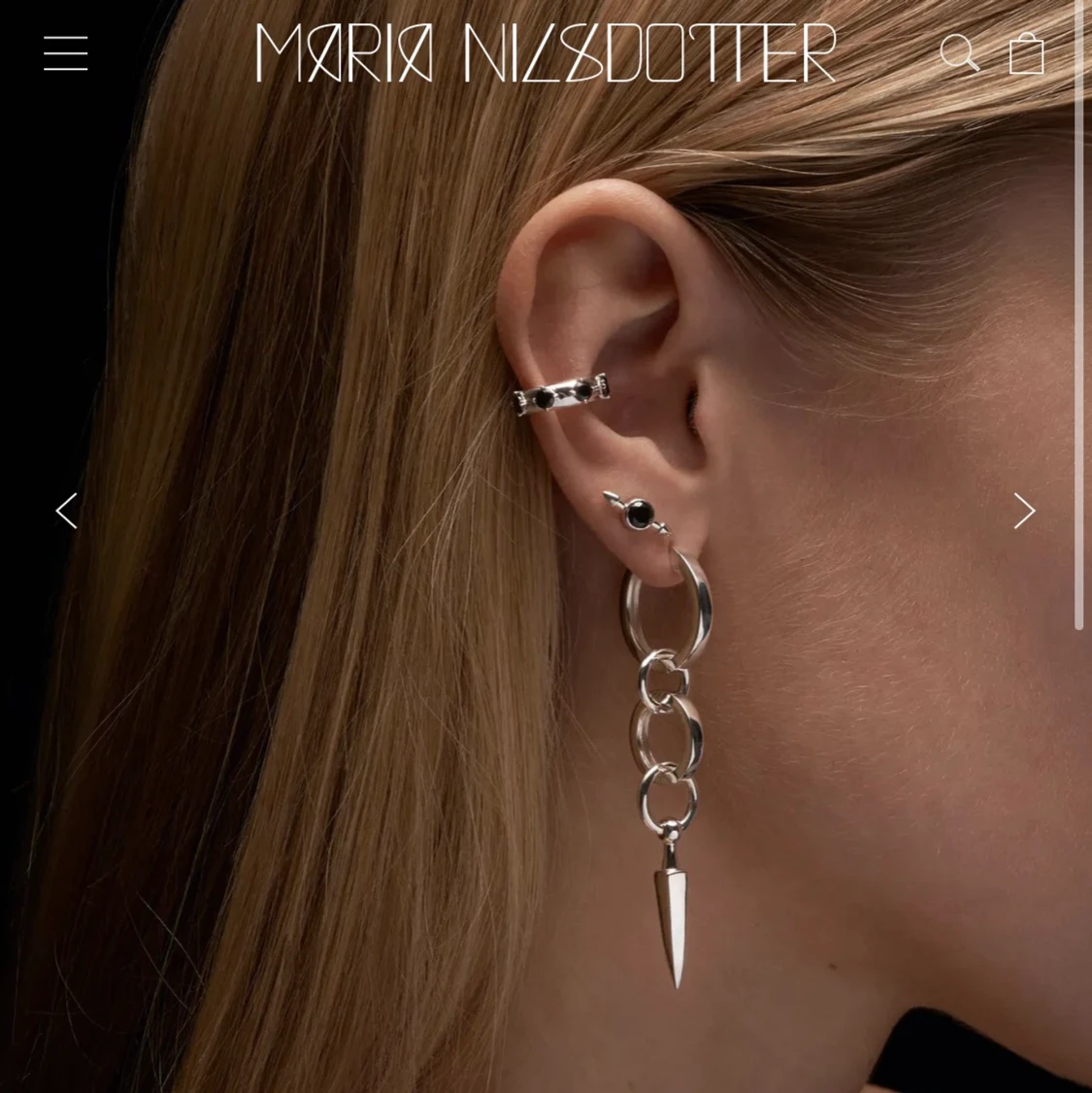 Maria Nilsdotter Black Spinel Earcuff - 90