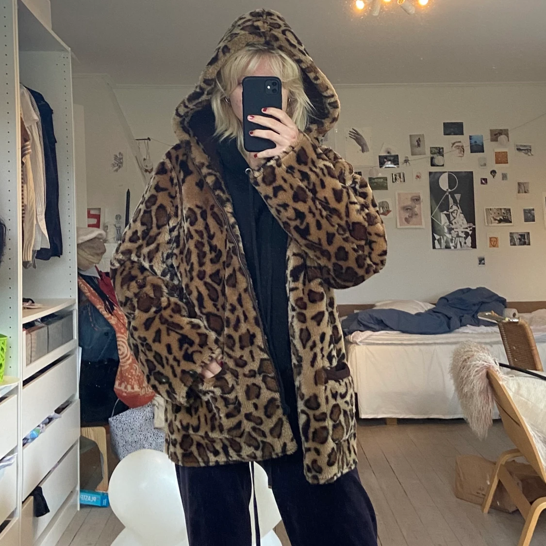 2-1 leopard brun pälsjacka - 91